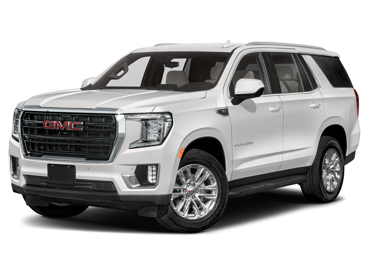 2022 GMC Yukon SLE in Satin Steel Metallic — front three-quarter view