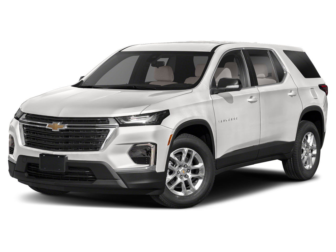 2023 Chevrolet Traverse RS in Summit White — front three-quarter view