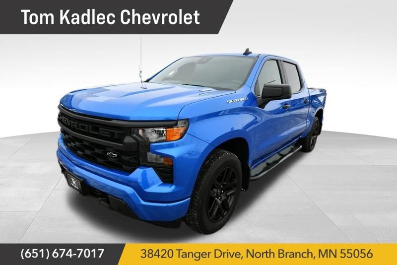 2025 Chevrolet Silverado 1500 Custom in Riptide Blue Metallic — front three-quarter view