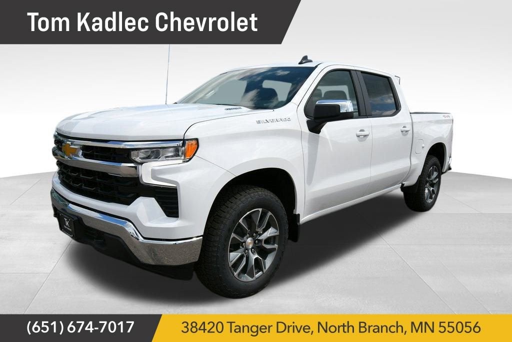 2025 Chevrolet Silverado 1500 LT in Summit White — front three-quarter view