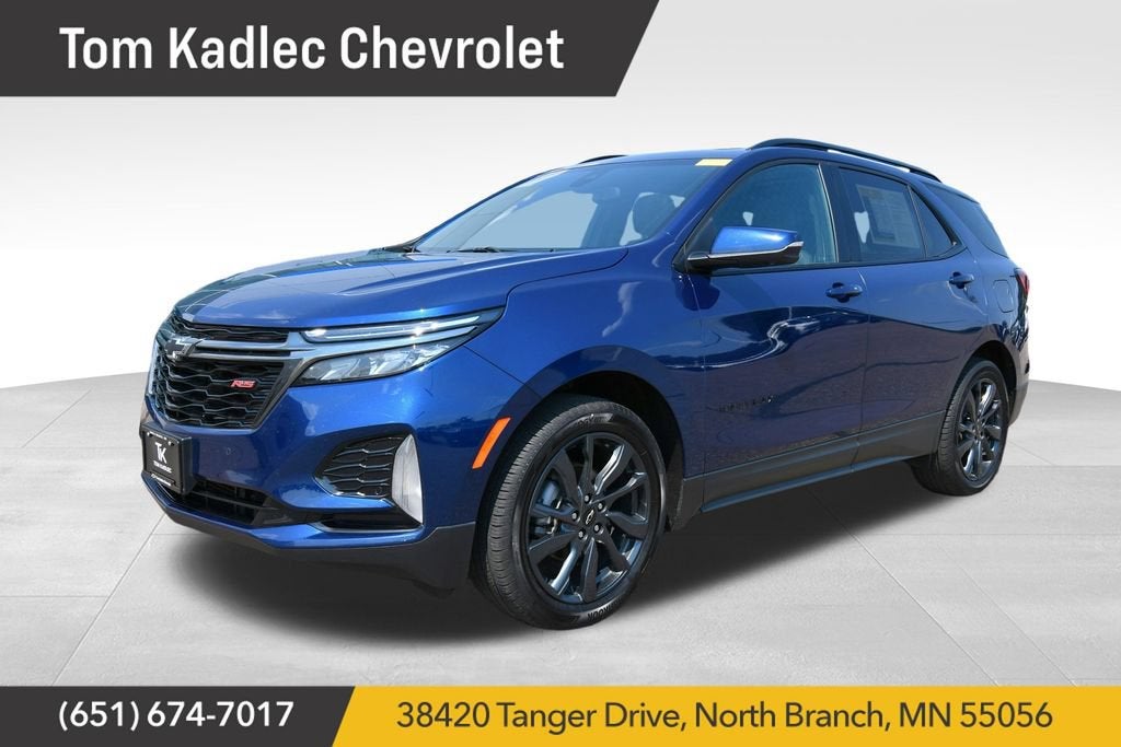 2022 Chevrolet Equinox RS in Blue Glow Metallic — front three-quarter view