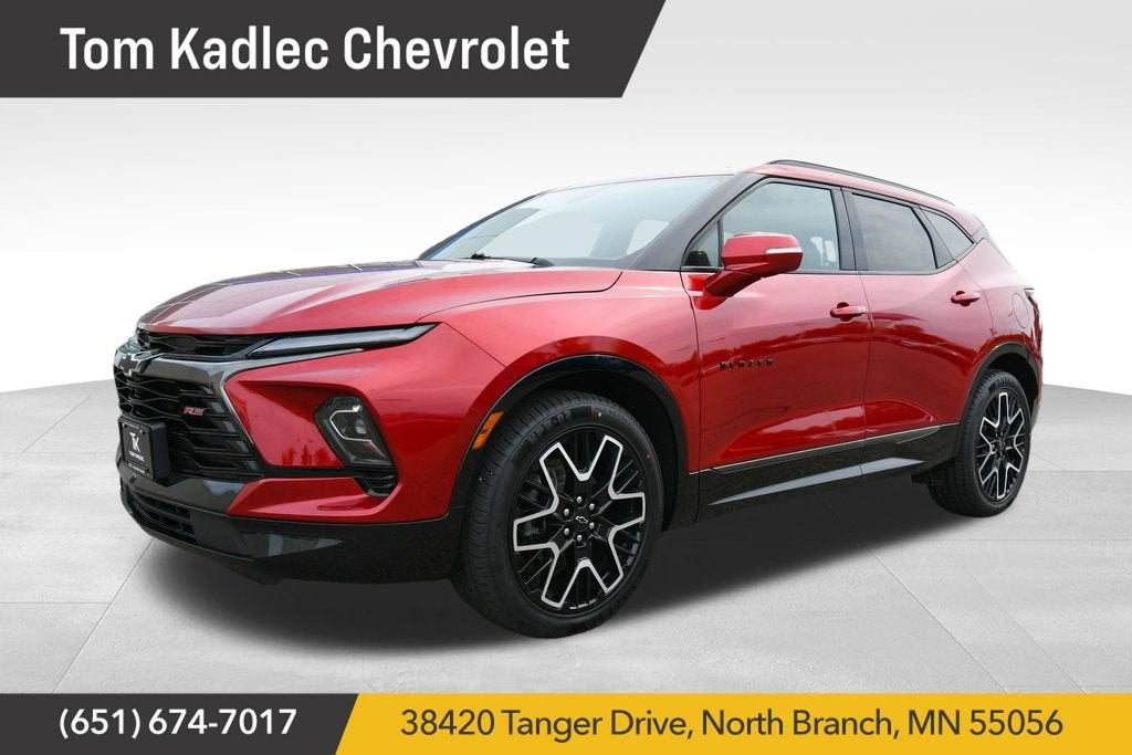 2023 Chevrolet Blazer RS in Radiant Red Tintcoat — front three-quarter view