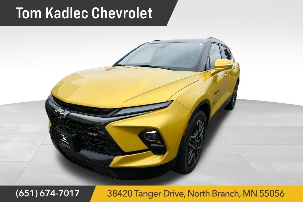 2024 Chevrolet Blazer RS in Nitro Yellow Metallic — front three-quarter view